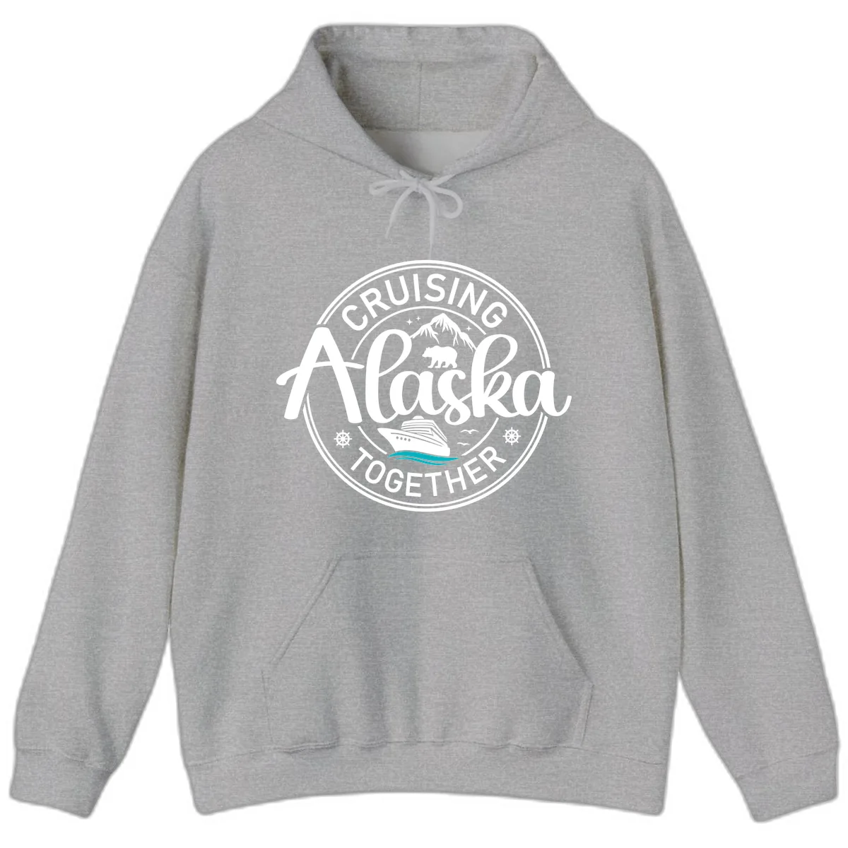 Cruisin' Alaska Together Scenic Badge Hoodie in Sport Grey