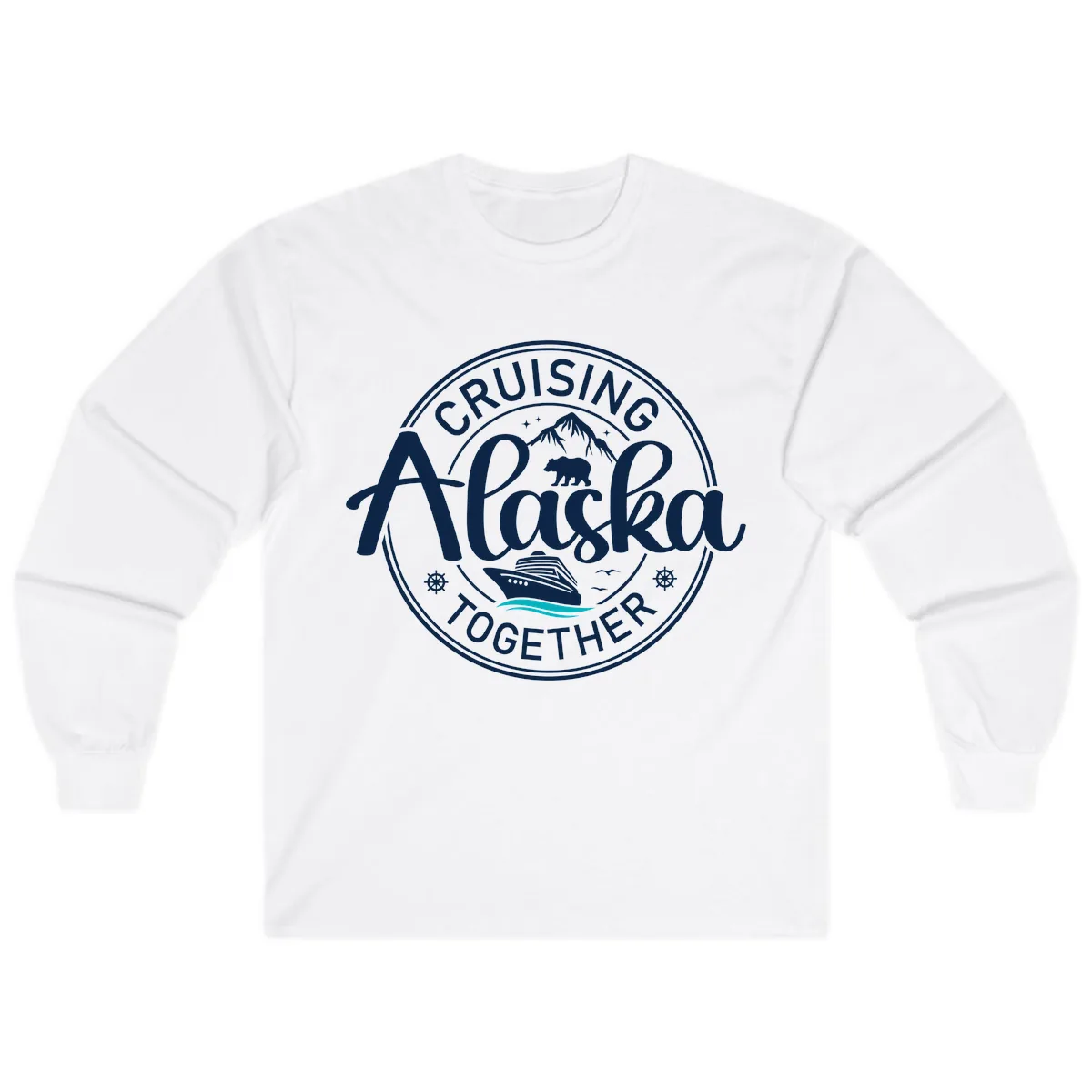 Cruisin' Alaska Together Scenic Badge Long Sleeve in White