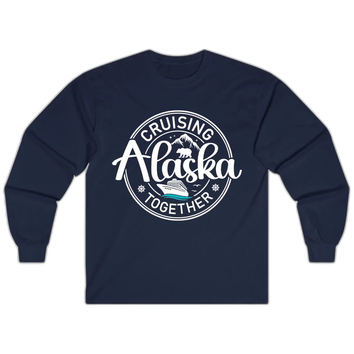 Cruisin' Alaska Together Scenic Badge Long Sleeve in Navy