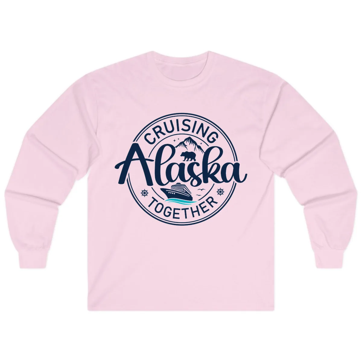 Cruisin' Alaska Together Scenic Badge Long Sleeve in Light Pink