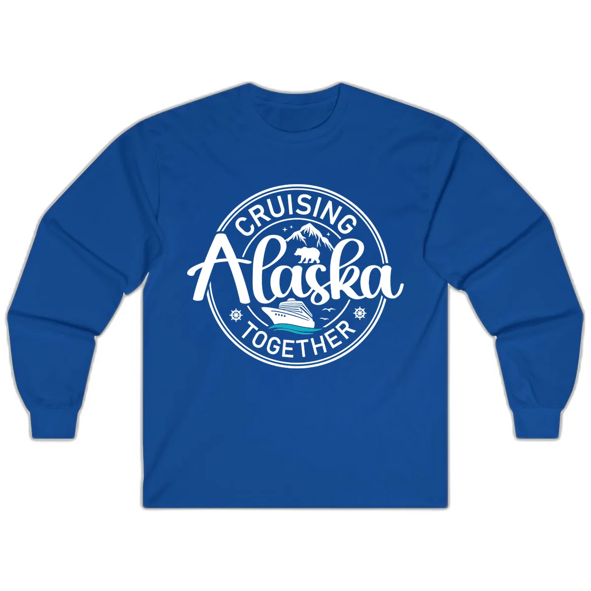 Cruisin' Alaska Together Scenic Badge Long Sleeve in Royal