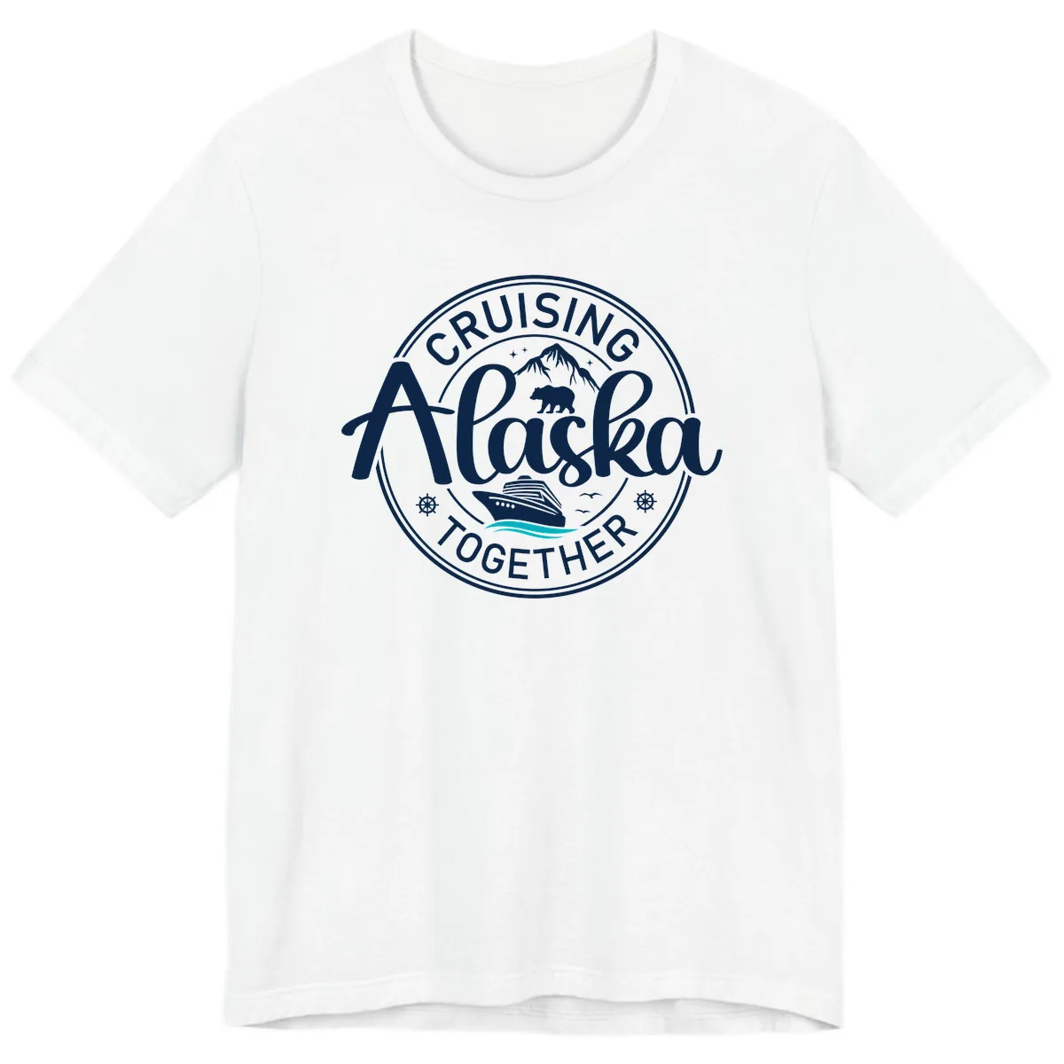 Cruisin' Alaska Together Scenic Badge Premium T-Shirt in White