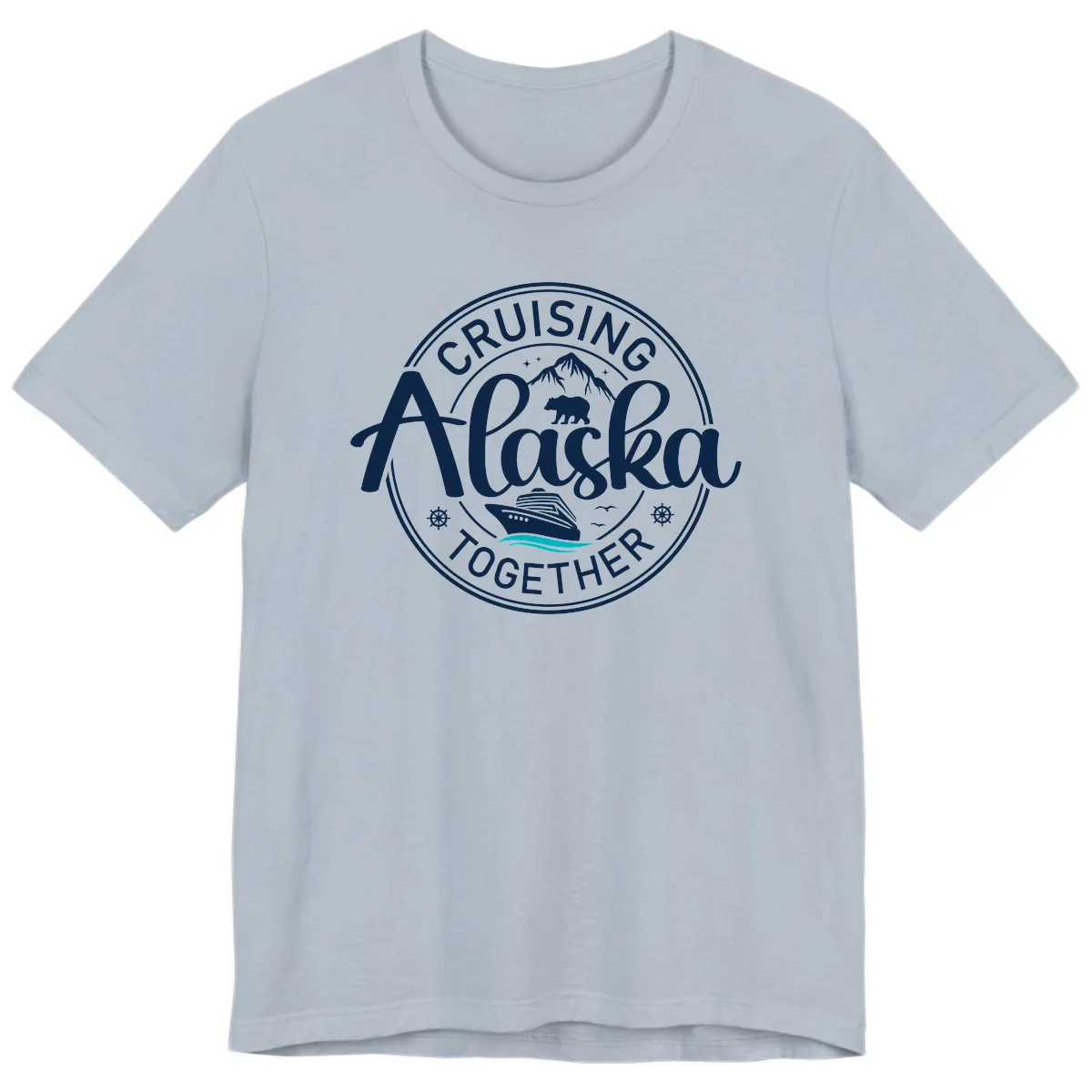 Cruisin' Alaska Together Scenic Badge Premium T-Shirt in Light Blue