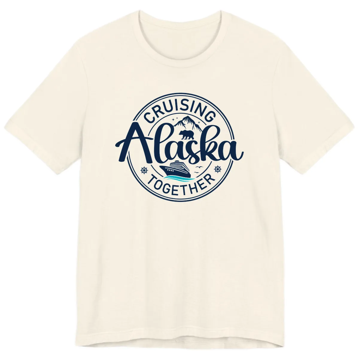 Cruisin' Alaska Together Scenic Badge Premium T-Shirt in Natural