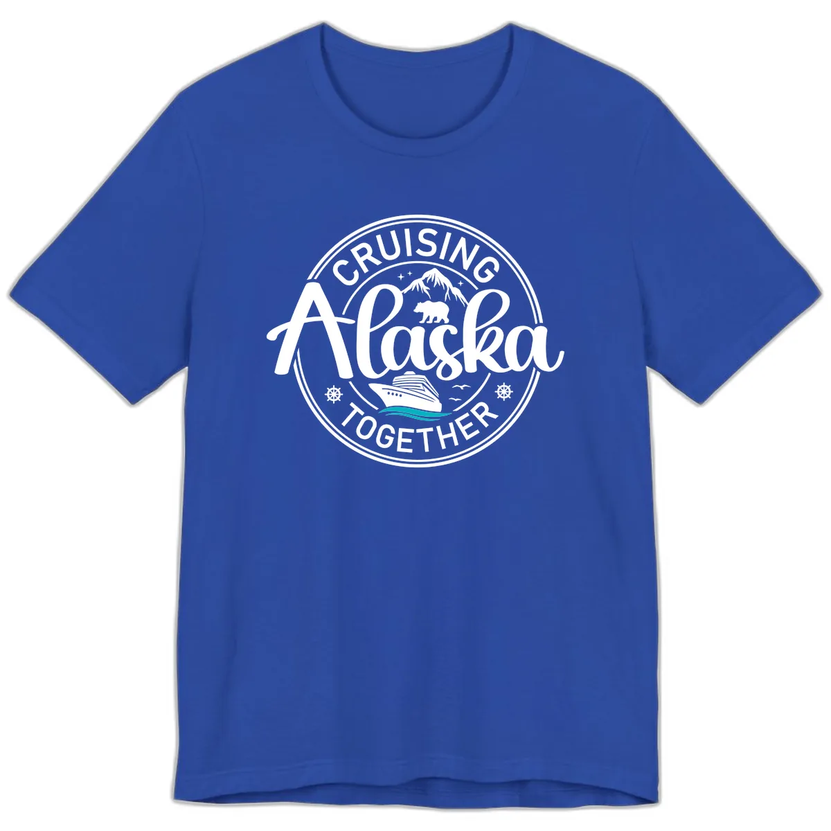 Cruisin' Alaska Together Scenic Badge Premium T-Shirt in True Royal
