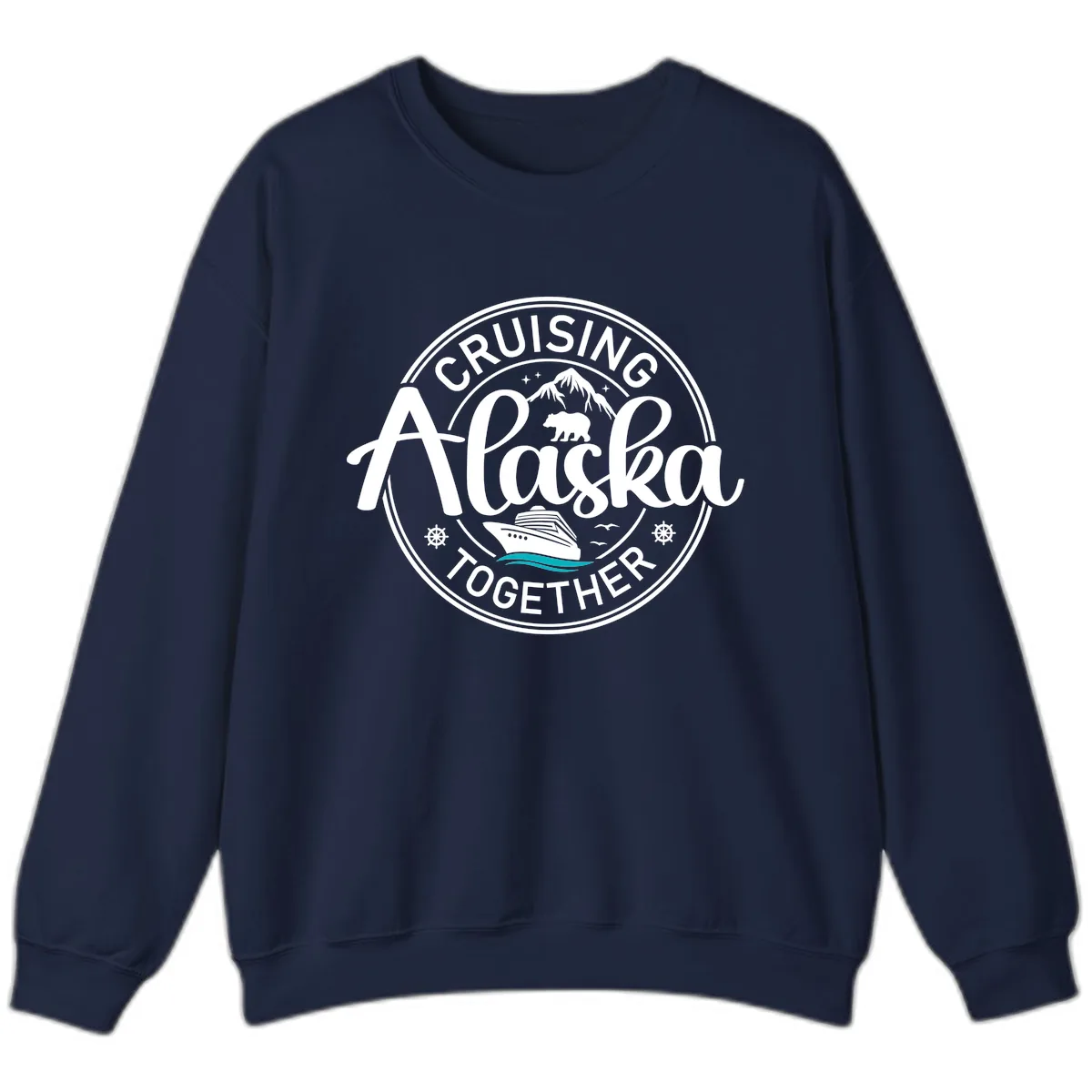 Cruisin' Alaska Together Scenic Badge Sweatshirt in Navy