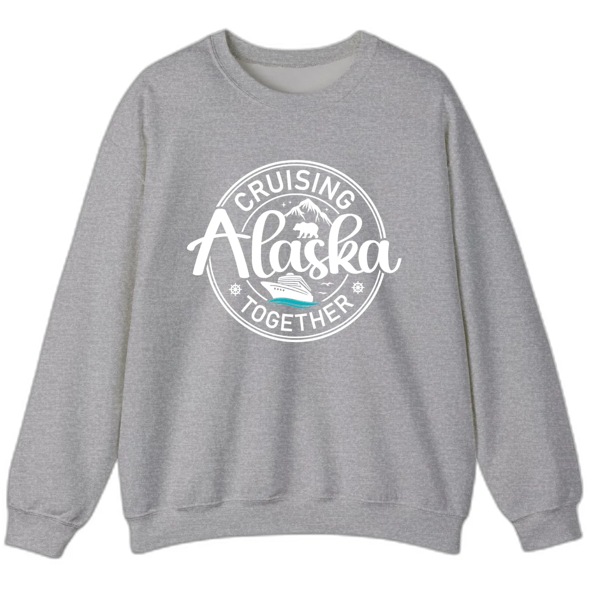 Cruisin' Alaska Together Scenic Badge Sweatshirt in Sport Grey