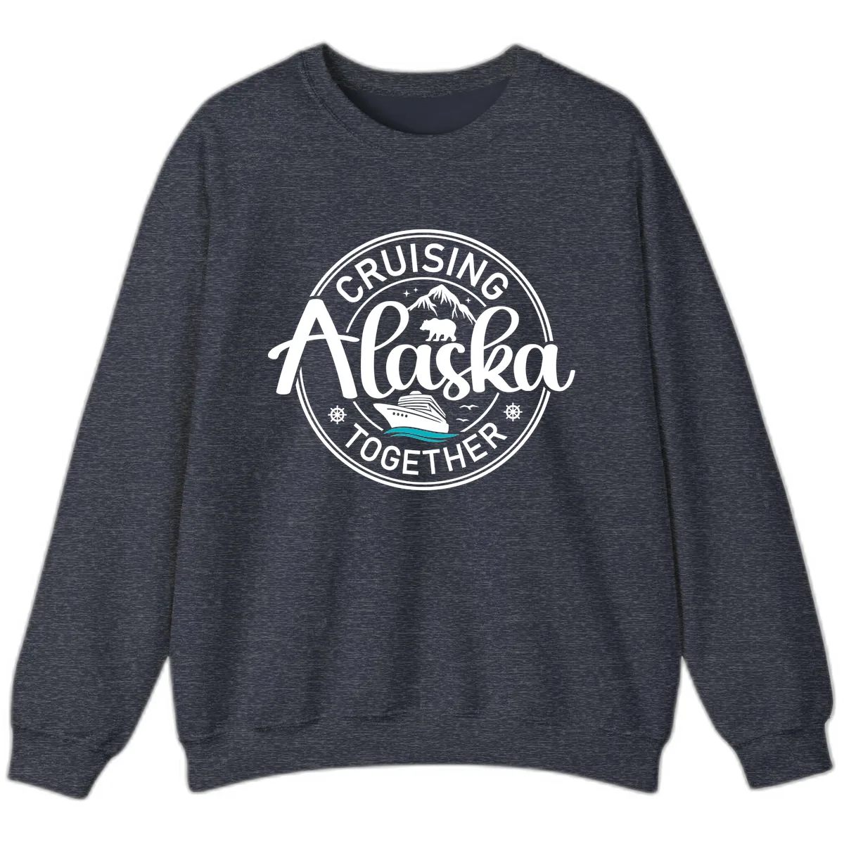 Cruisin' Alaska Together Scenic Badge Sweatshirt in Heather Sport Dark Navy