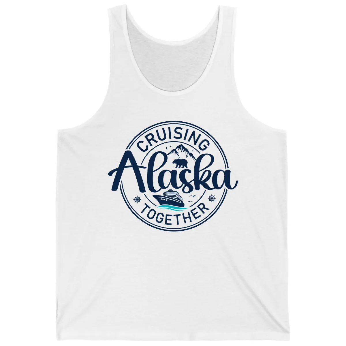 Cruisin' Alaska Together Scenic Badge Tank in White