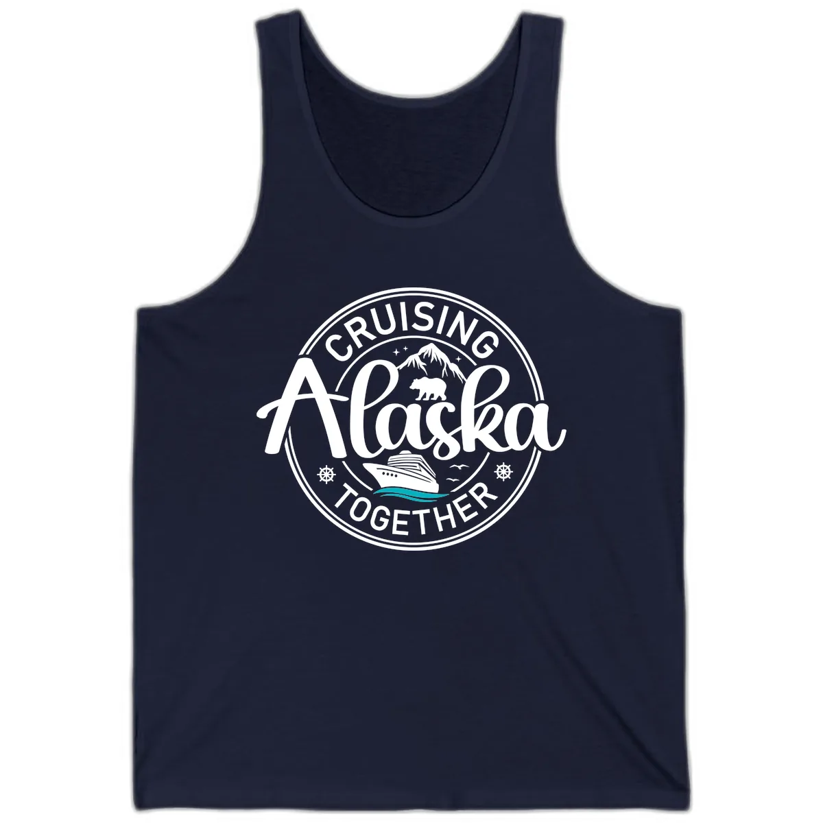 Cruisin' Alaska Together Scenic Badge Tank in Navy