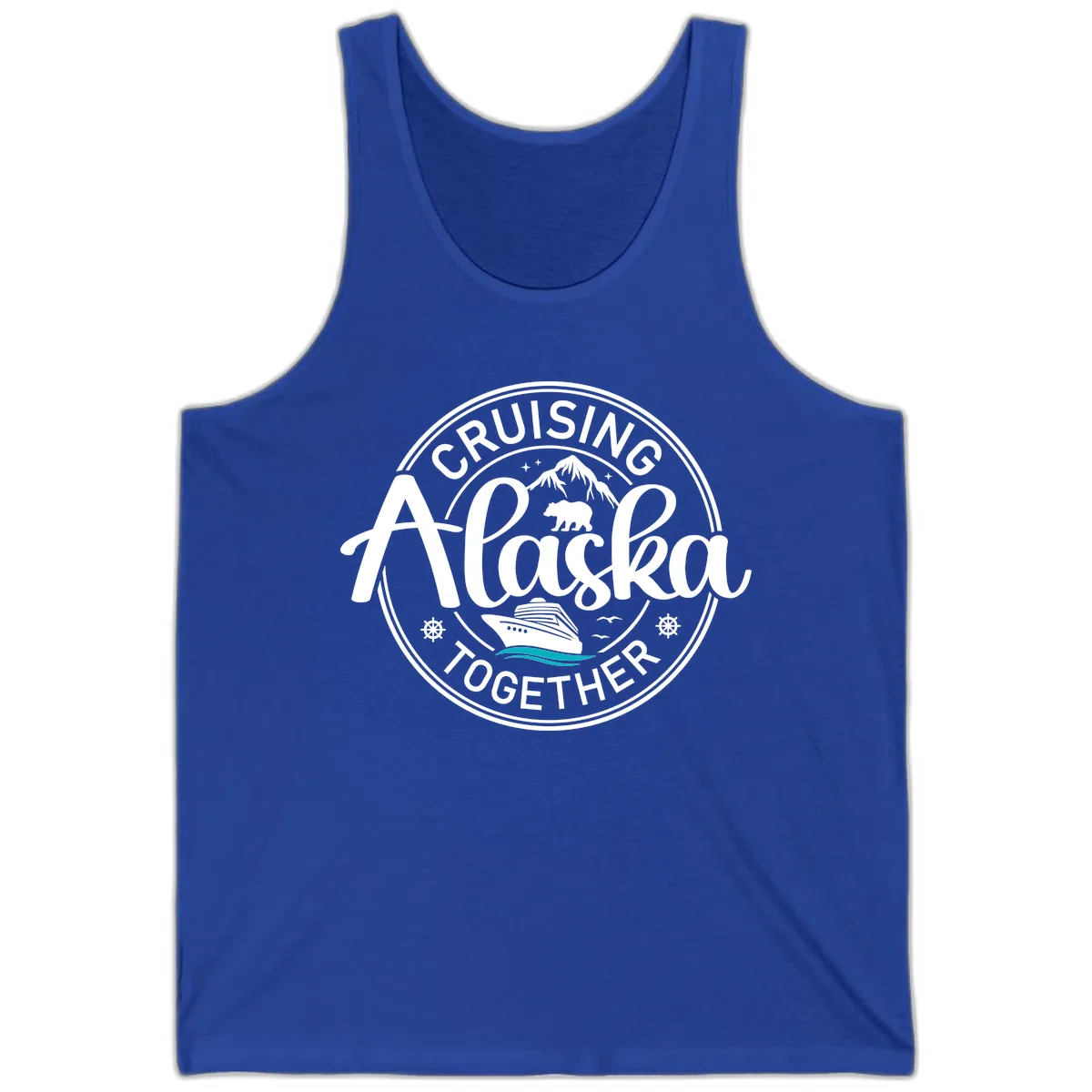 Cruisin' Alaska Together Scenic Badge Tank in True Royal