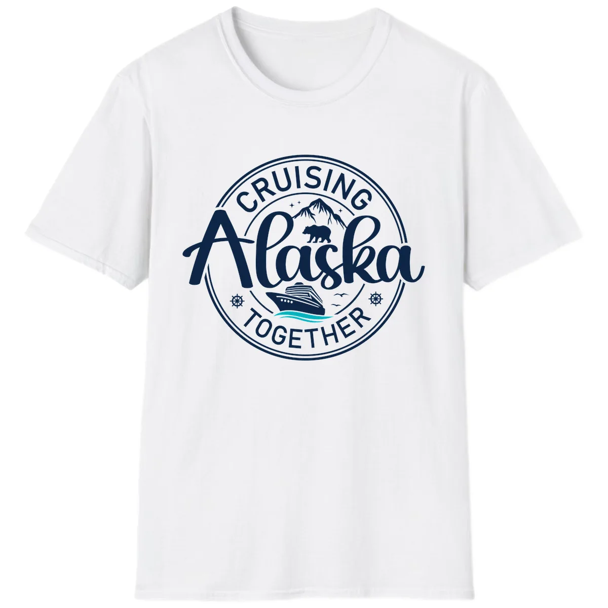 Cruisin' Alaska Together Scenic Badge T-Shirt in White