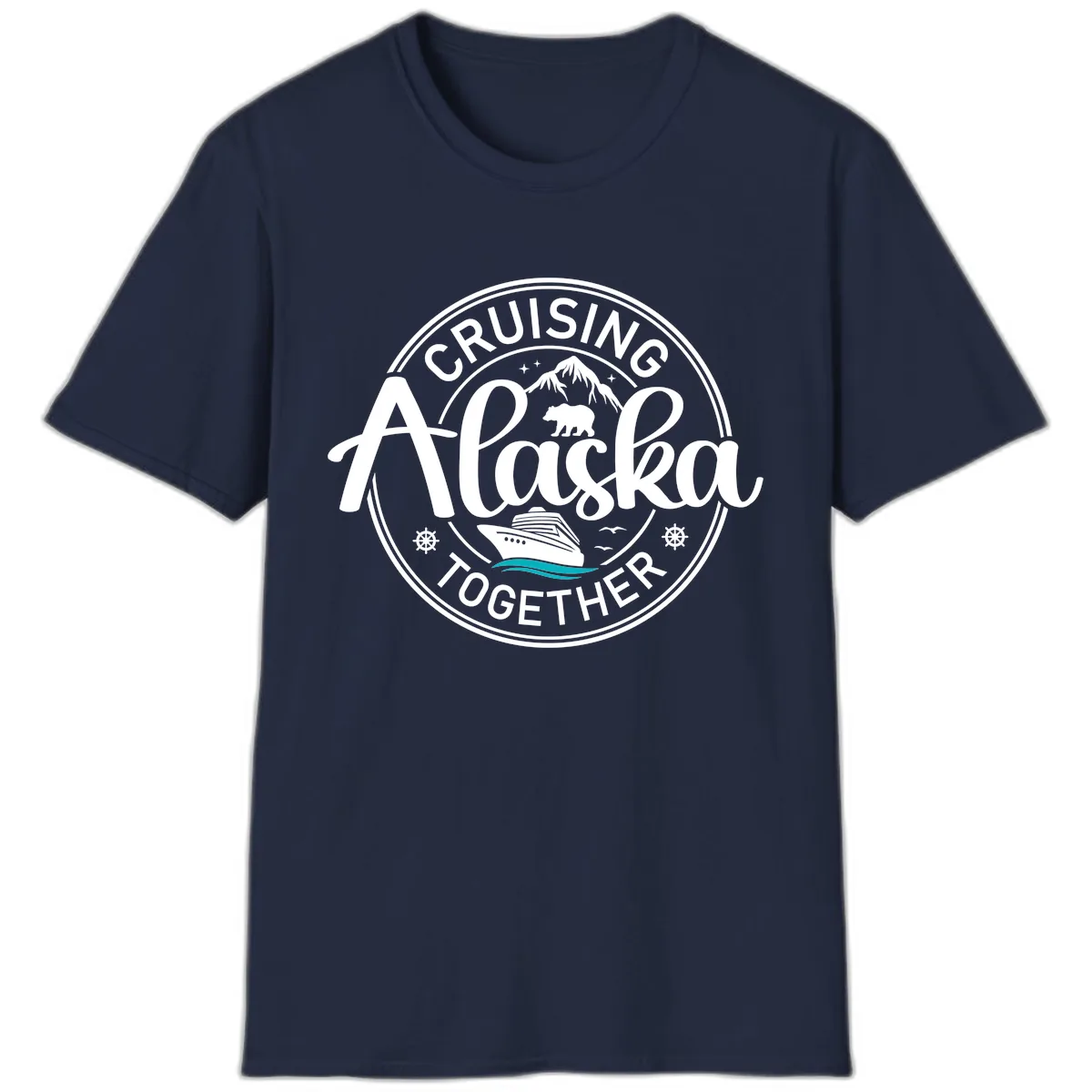 Cruisin' Alaska Together Scenic Badge T-Shirt in Navy