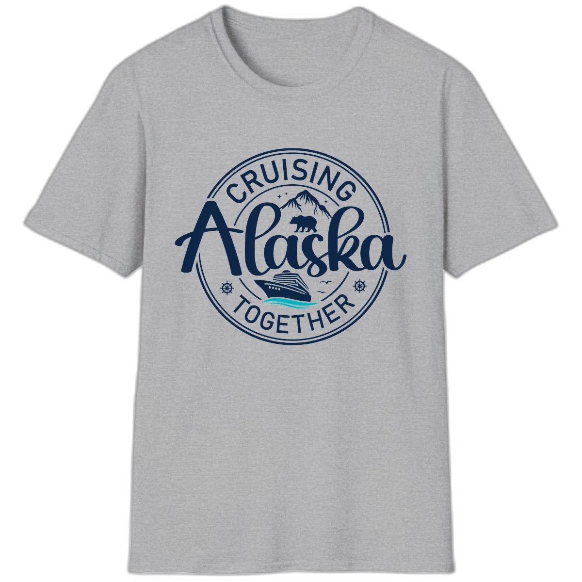 Cruisin' Alaska Together Scenic Badge T-Shirt in Sport Grey