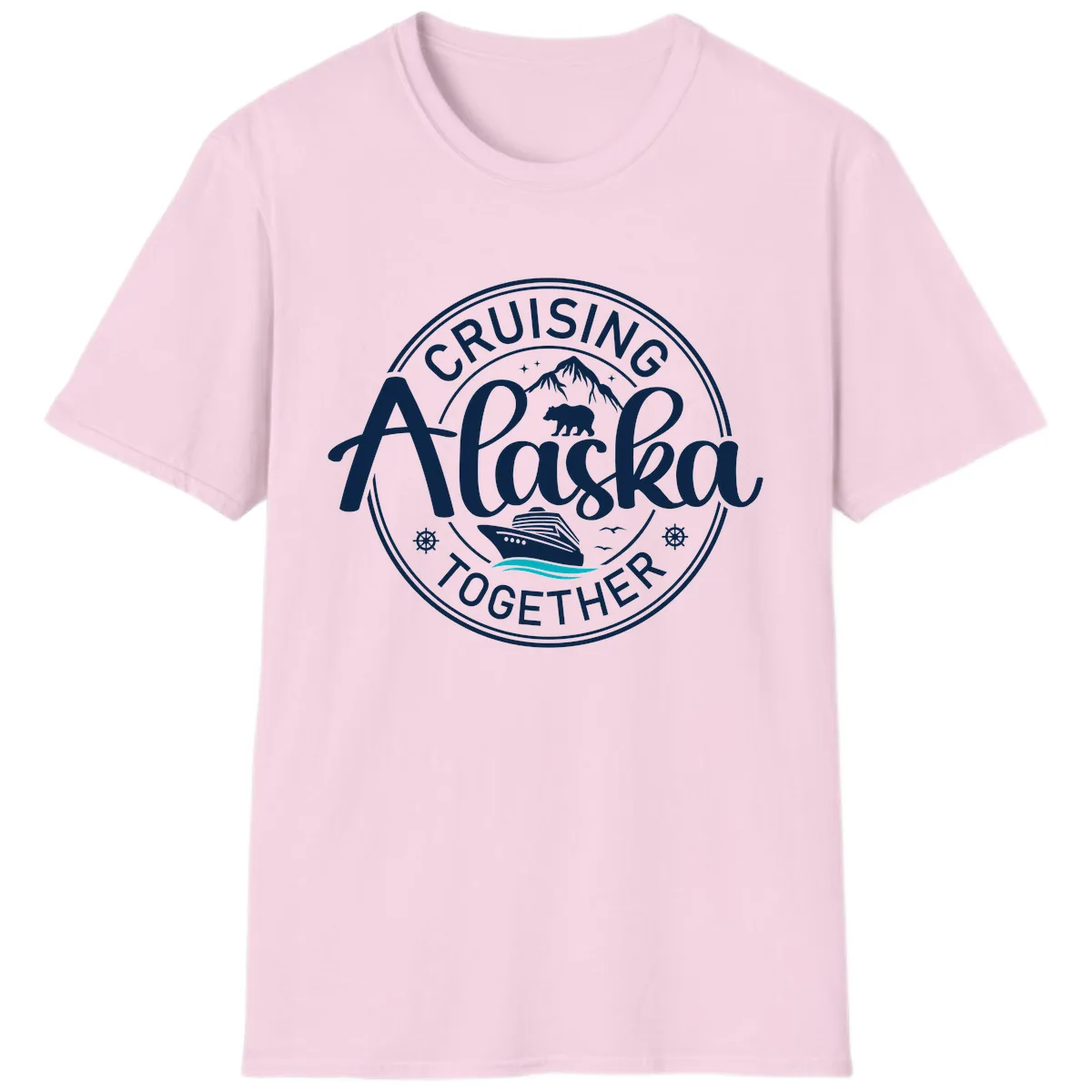 Cruisin' Alaska Together Scenic Badge T-Shirt in Light Pink