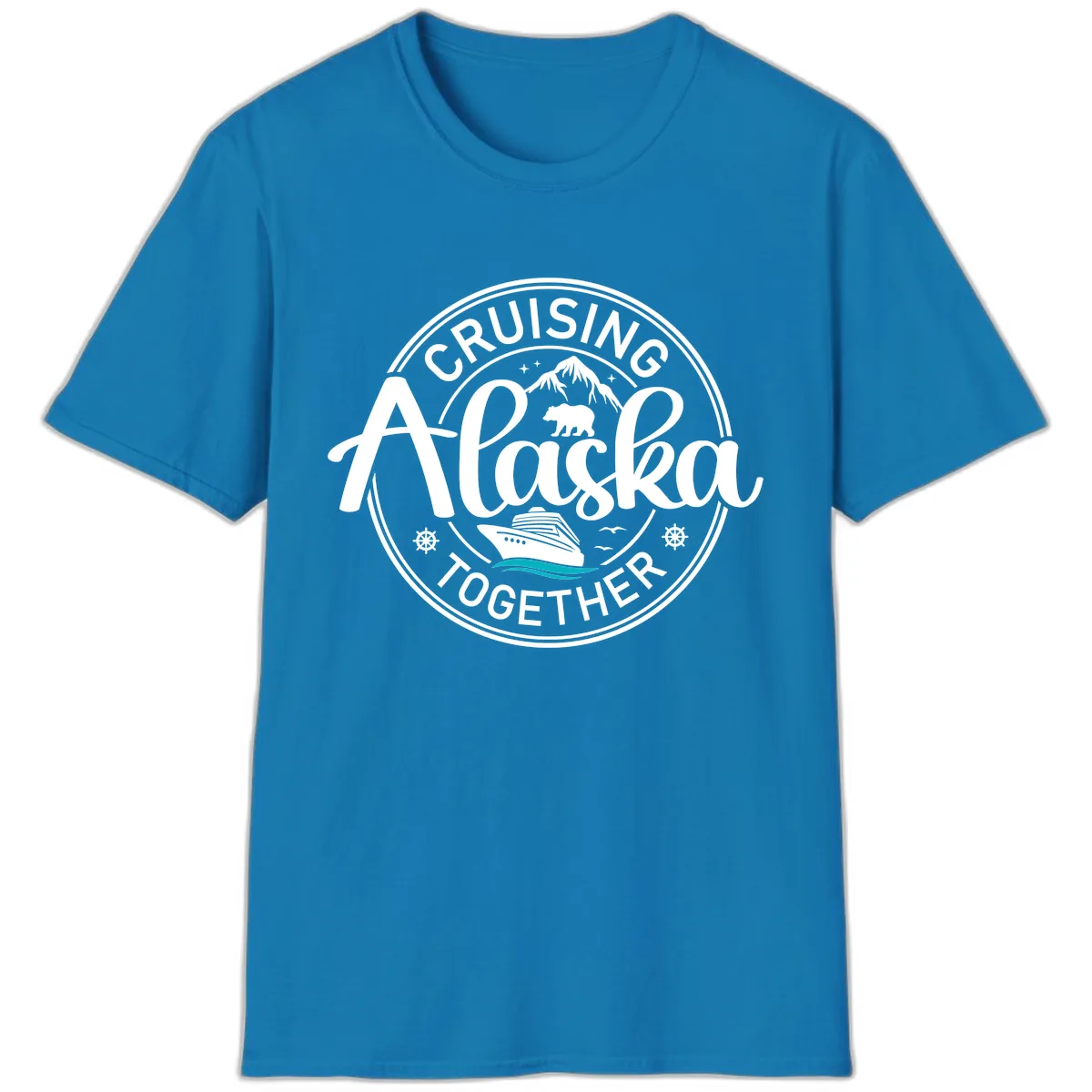 Cruisin' Alaska Together Scenic Badge T-Shirt in Sapphire