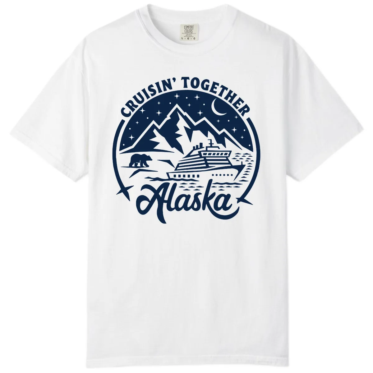 Cruisin' Together Alaska 2024 Bear Ship Comfort Color in White