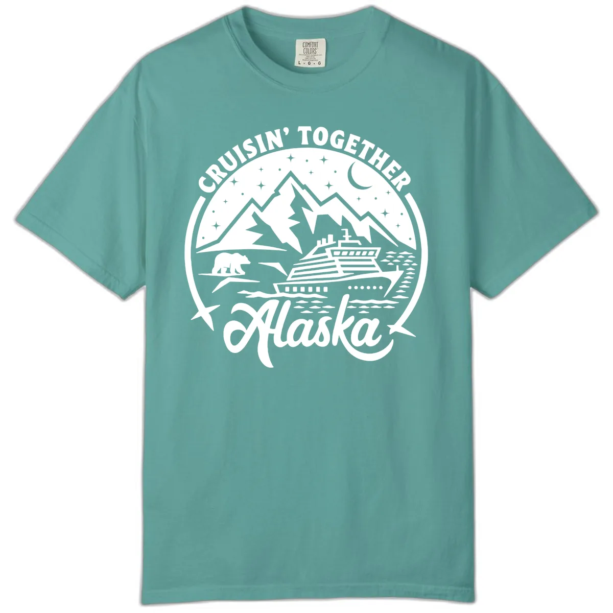 Cruisin' Together Alaska 2024 Bear Ship Comfort Color in Seafoam