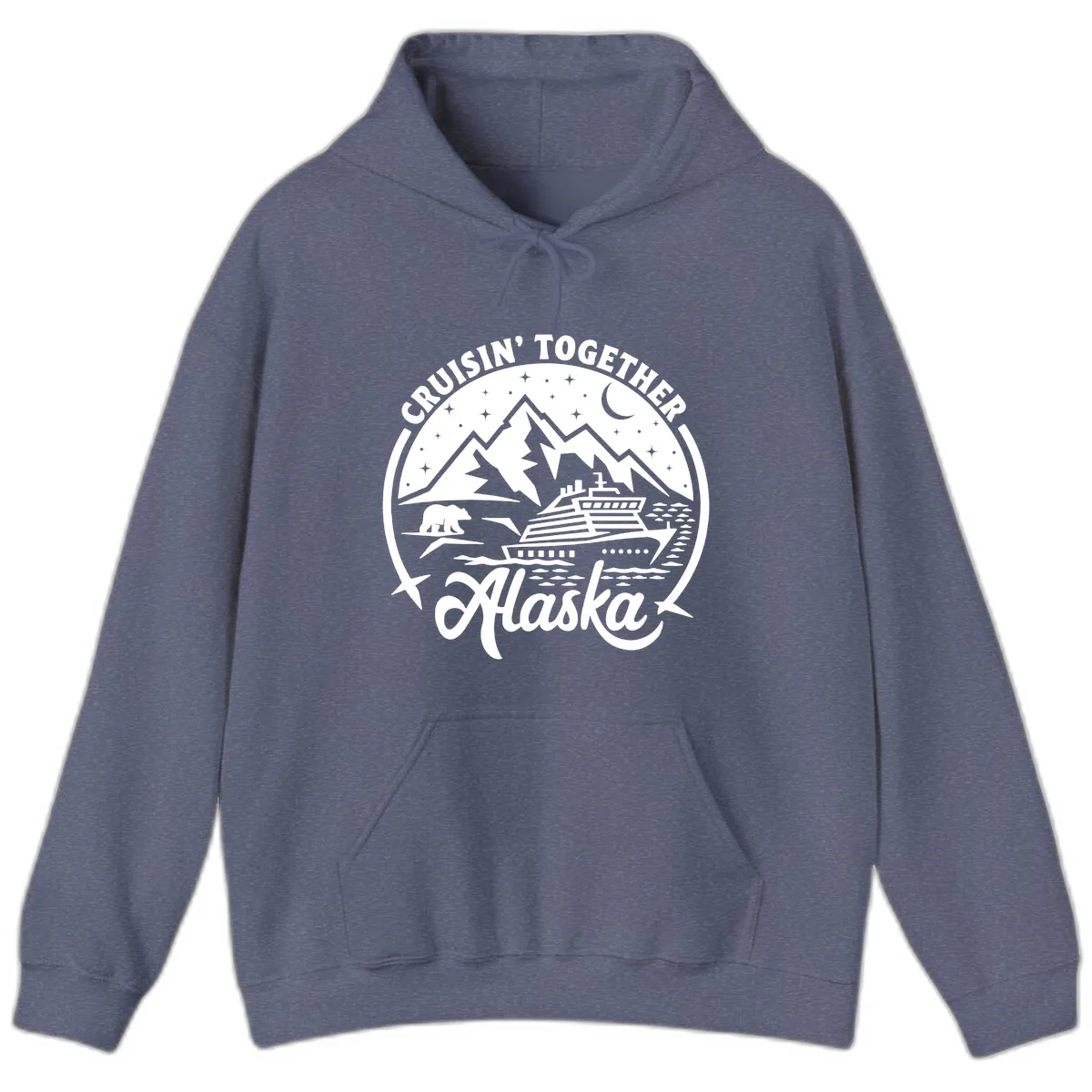 Cruisin' Together Alaska 2024 Bear Ship Hoodie in Heather Navy