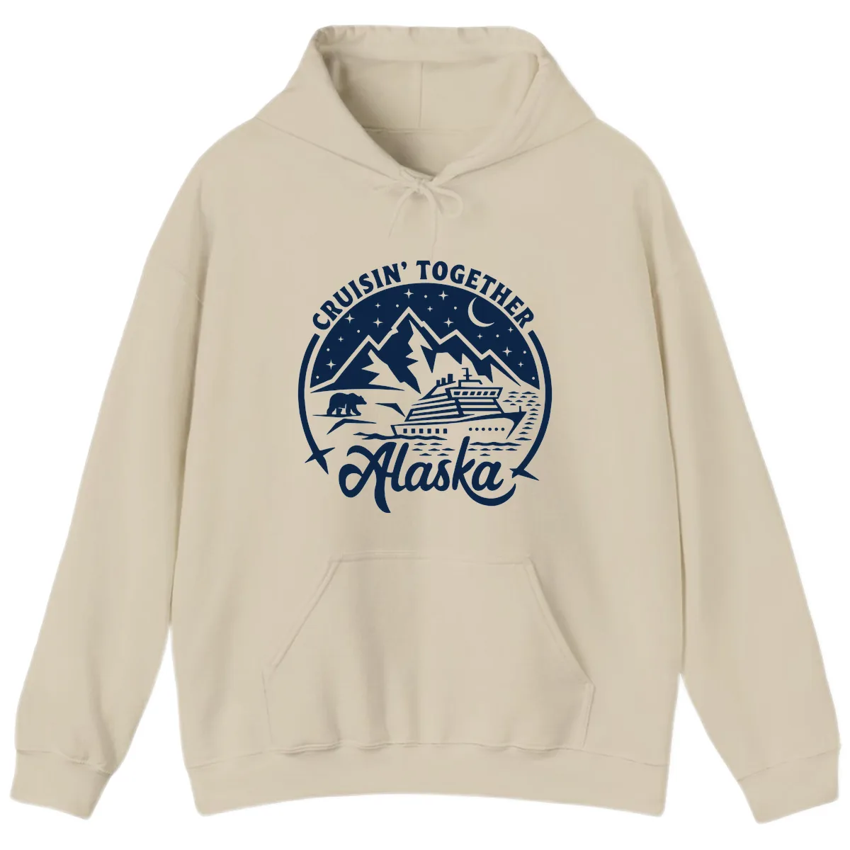 Cruisin' Together Alaska 2024 Bear Ship Hoodie in Sand