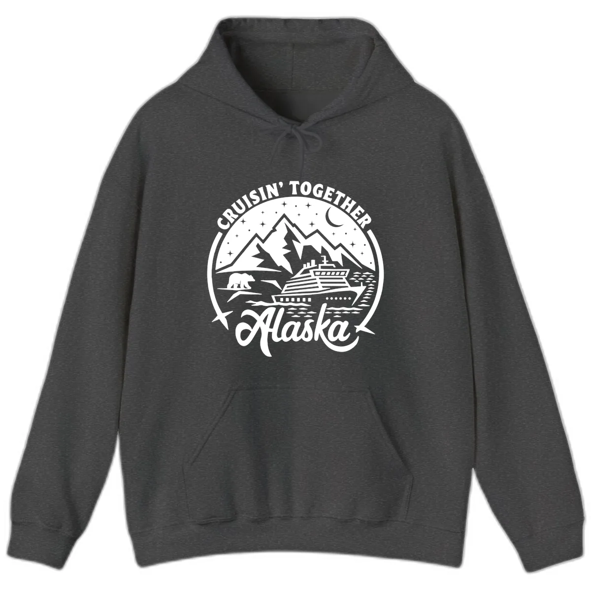 Cruisin' Together Alaska 2024 Bear Ship Hoodie in Dark Heather
