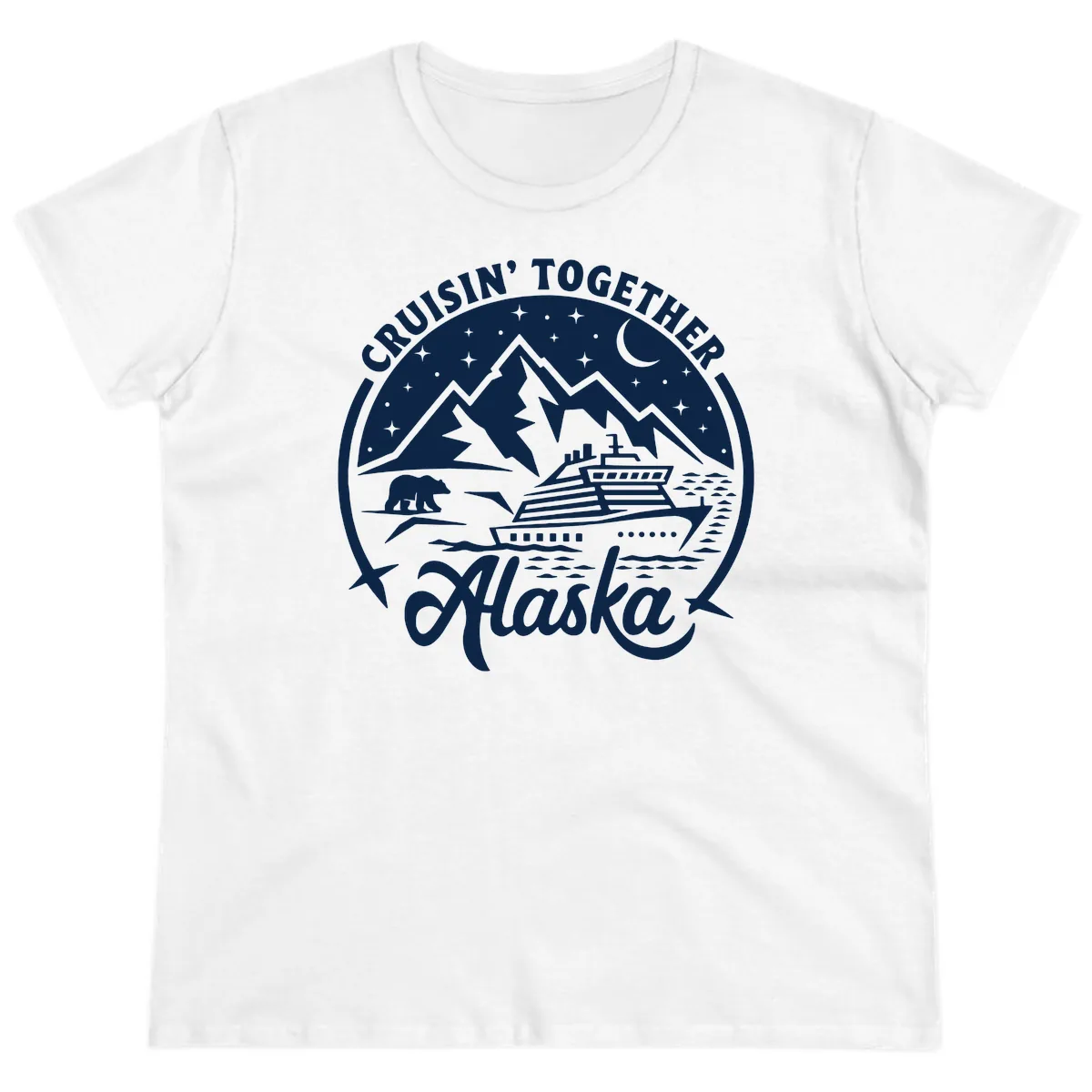 Cruisin' Together Alaska 2024 Bear Ship Ladies Tee in White