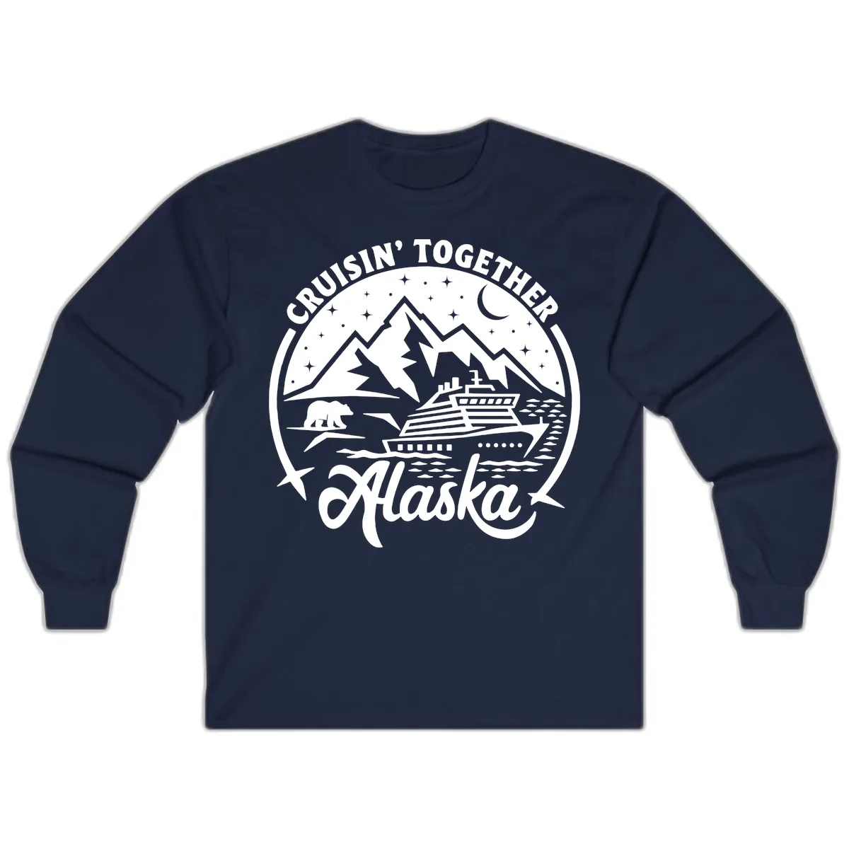 Cruisin' Together Alaska 2024 Bear Ship Long Sleeve in Navy