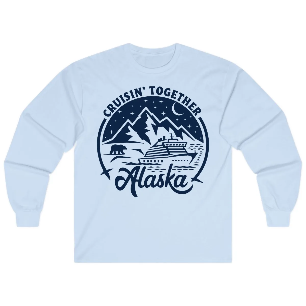 Cruisin' Together Alaska 2024 Bear Ship Long Sleeve in Light Blue