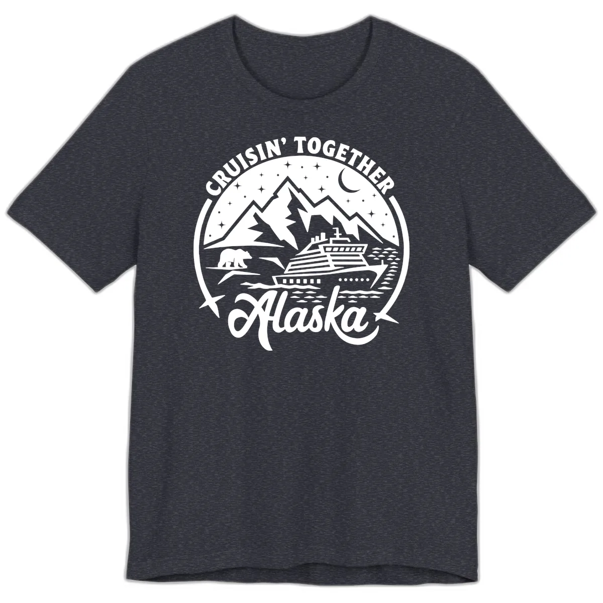 Cruisin' Together Alaska 2024 Bear Ship Premium T-Shirt in Heather Navy