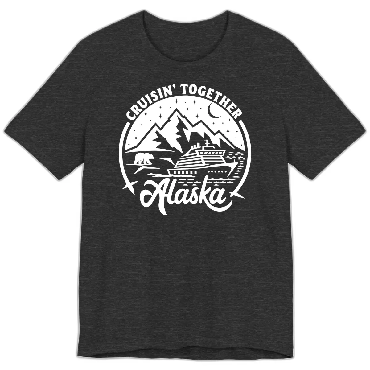Cruisin' Together Alaska 2024 Bear Ship Premium T-Shirt in Dark Grey Heather