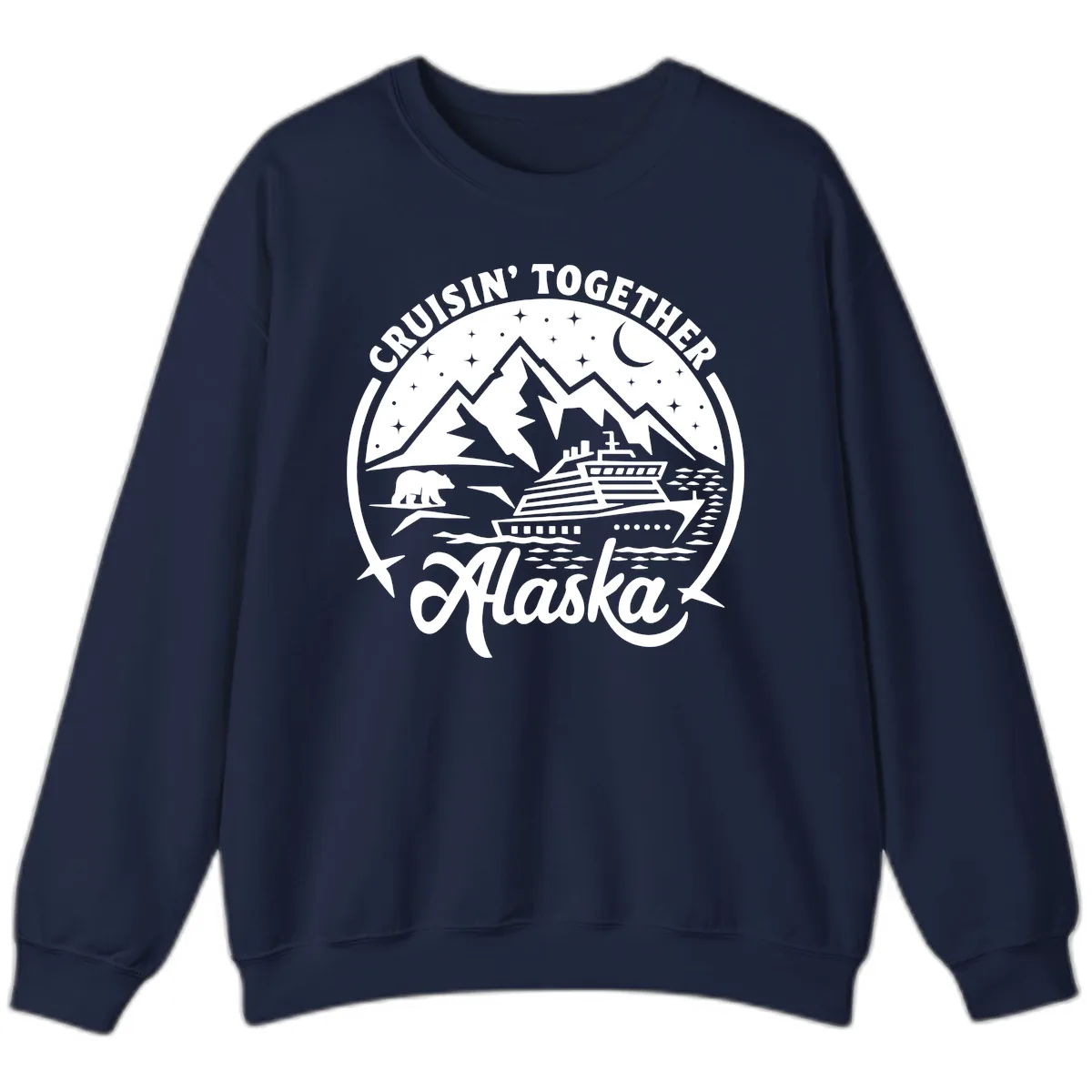 Cruisin' Together Alaska 2024 Bear Ship Sweatshirt in Navy