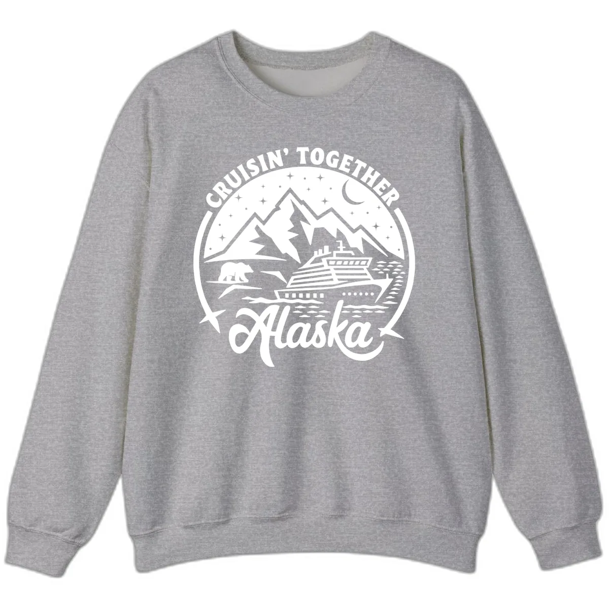 Cruisin' Together Alaska 2024 Bear Ship Sweatshirt in Sport Grey
