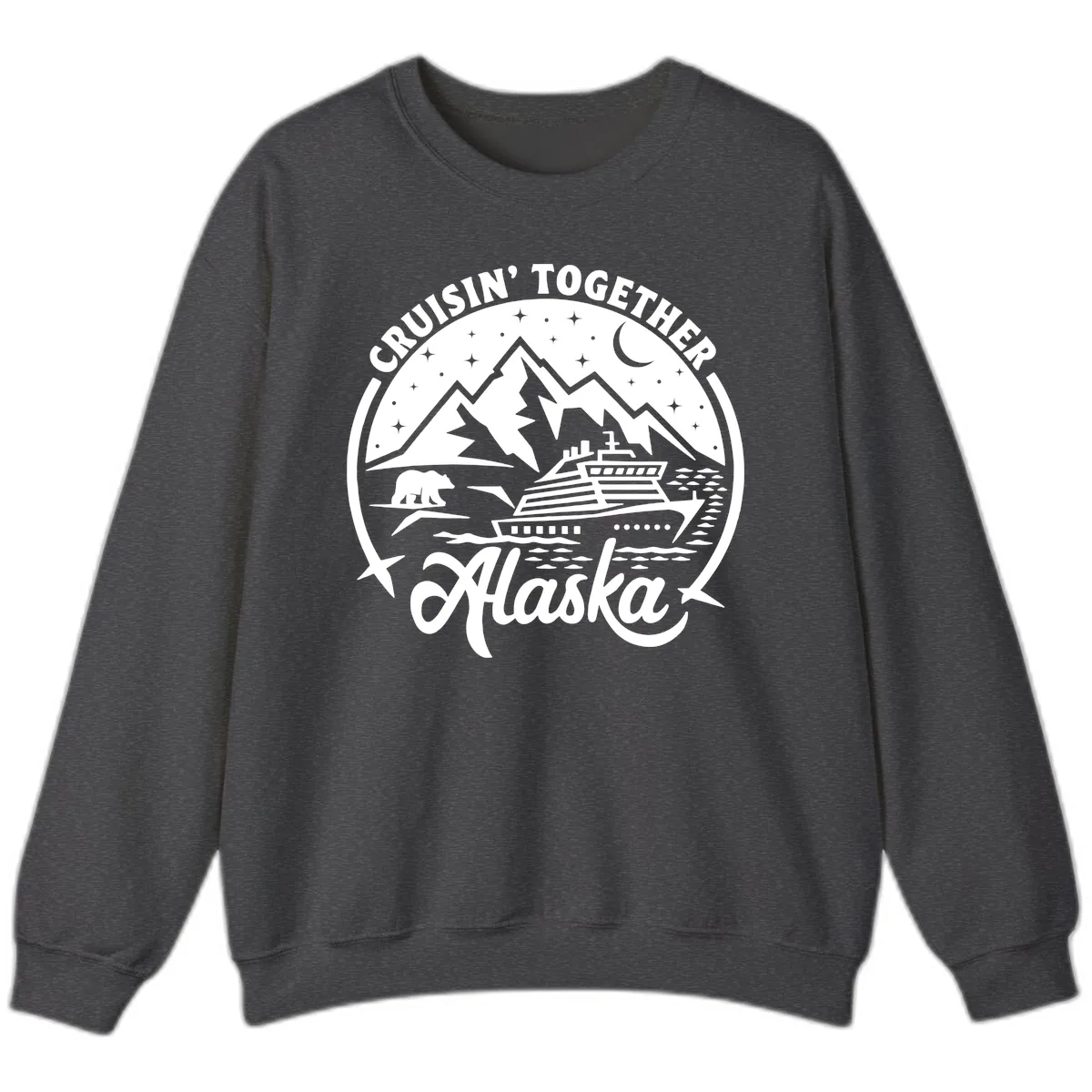 Cruisin' Together Alaska 2024 Bear Ship Sweatshirt in Dark Heather