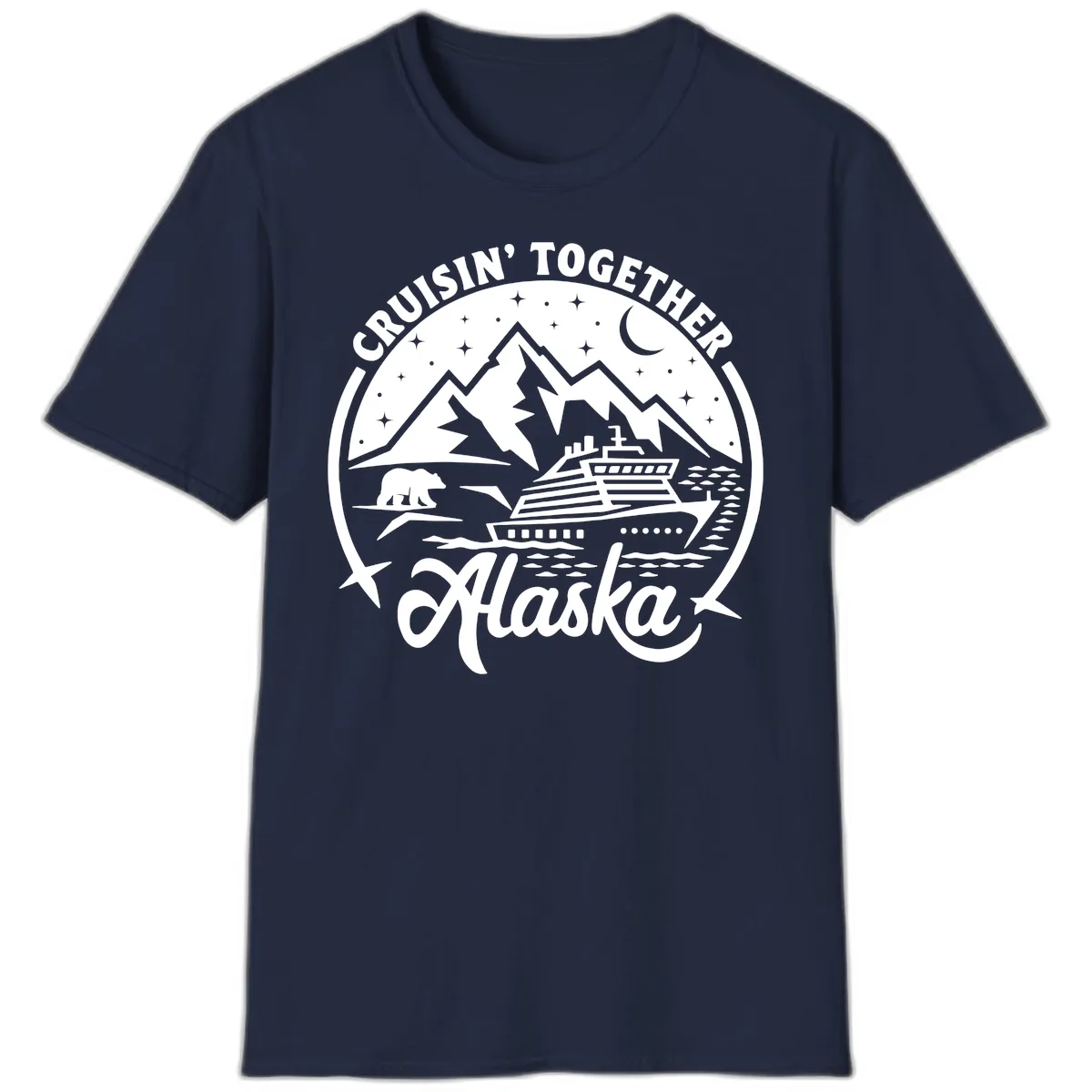Cruisin' Together Alaska 2024 Bear Ship T-Shirt in Navy
