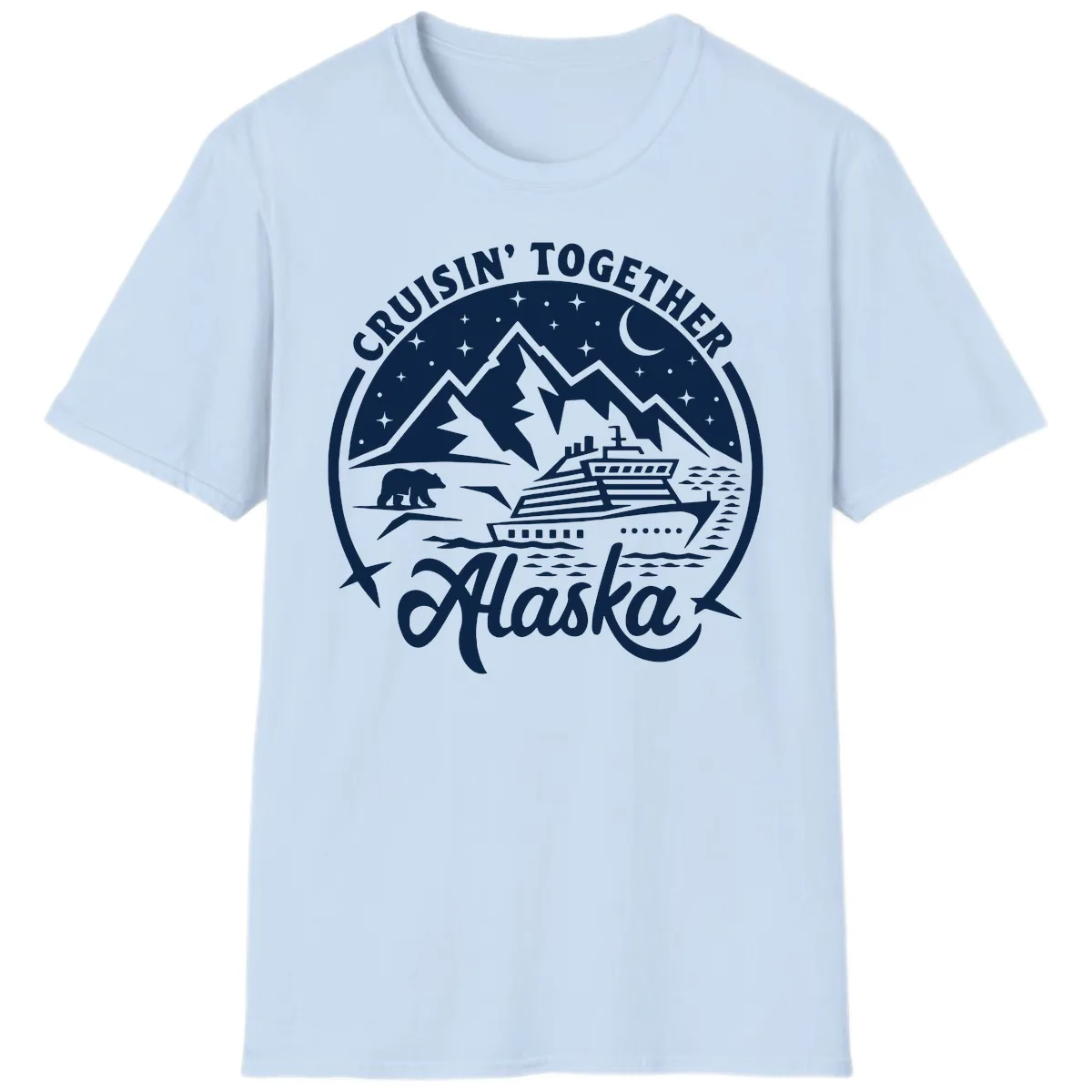 Cruisin' Together Alaska 2024 Bear Ship T-Shirt in Light Blue