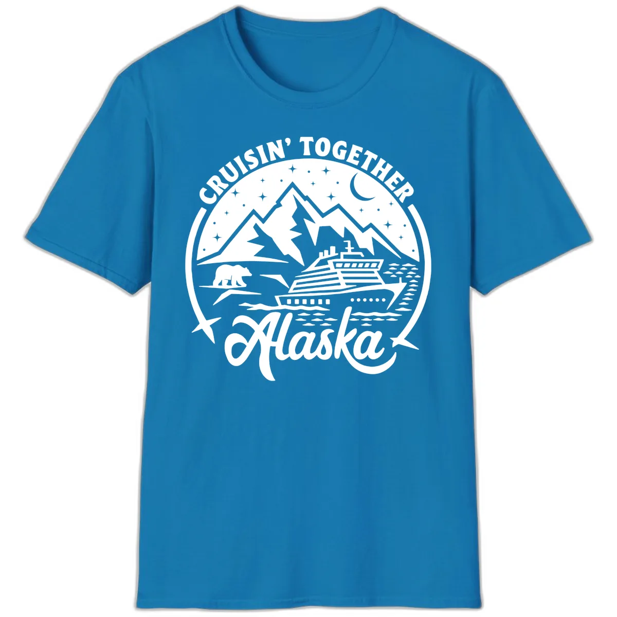 Cruisin' Together Alaska 2024 Bear Ship T-Shirt in Sapphire