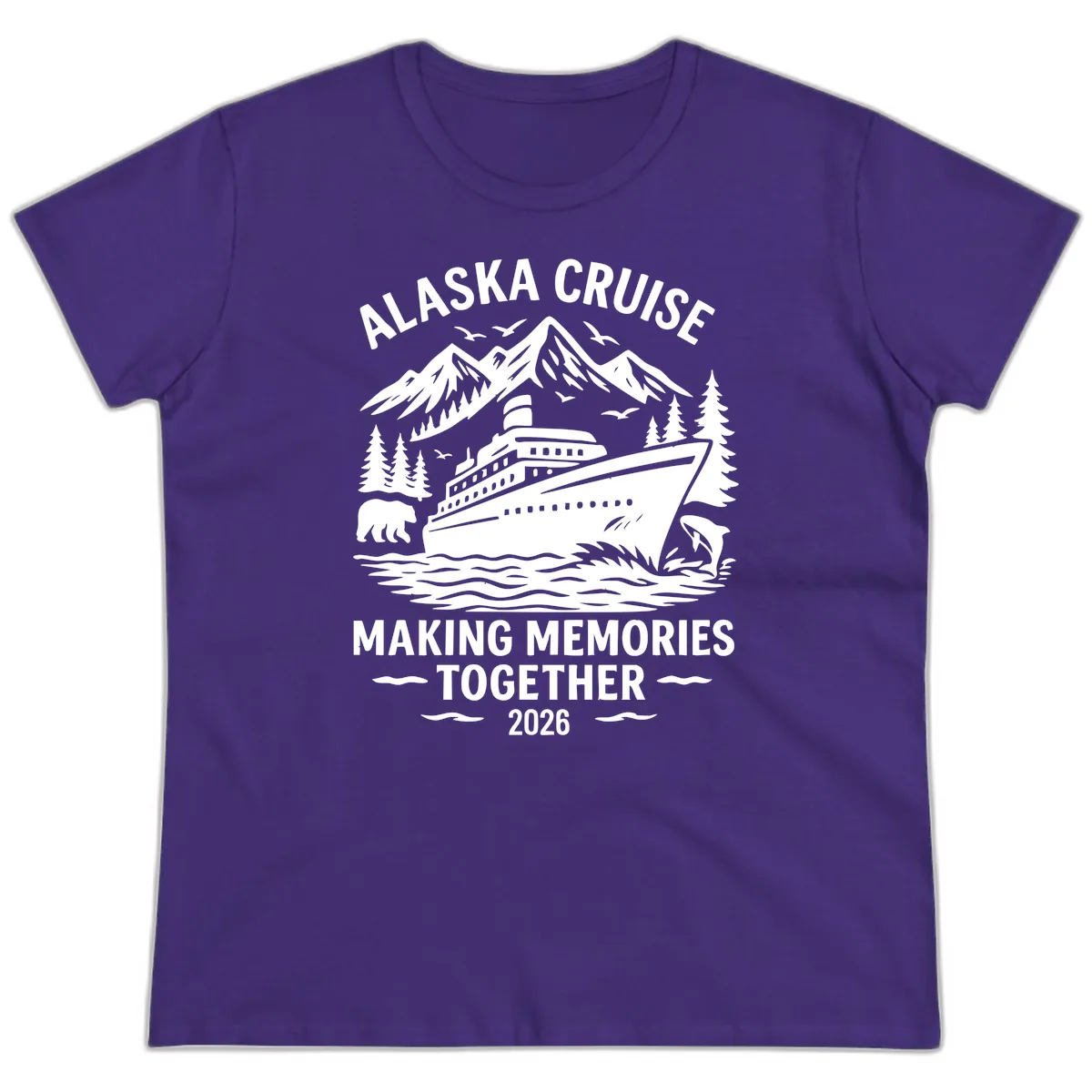 Alaska Cruise Making Memories Together 2026 Ladies Tee in Purple