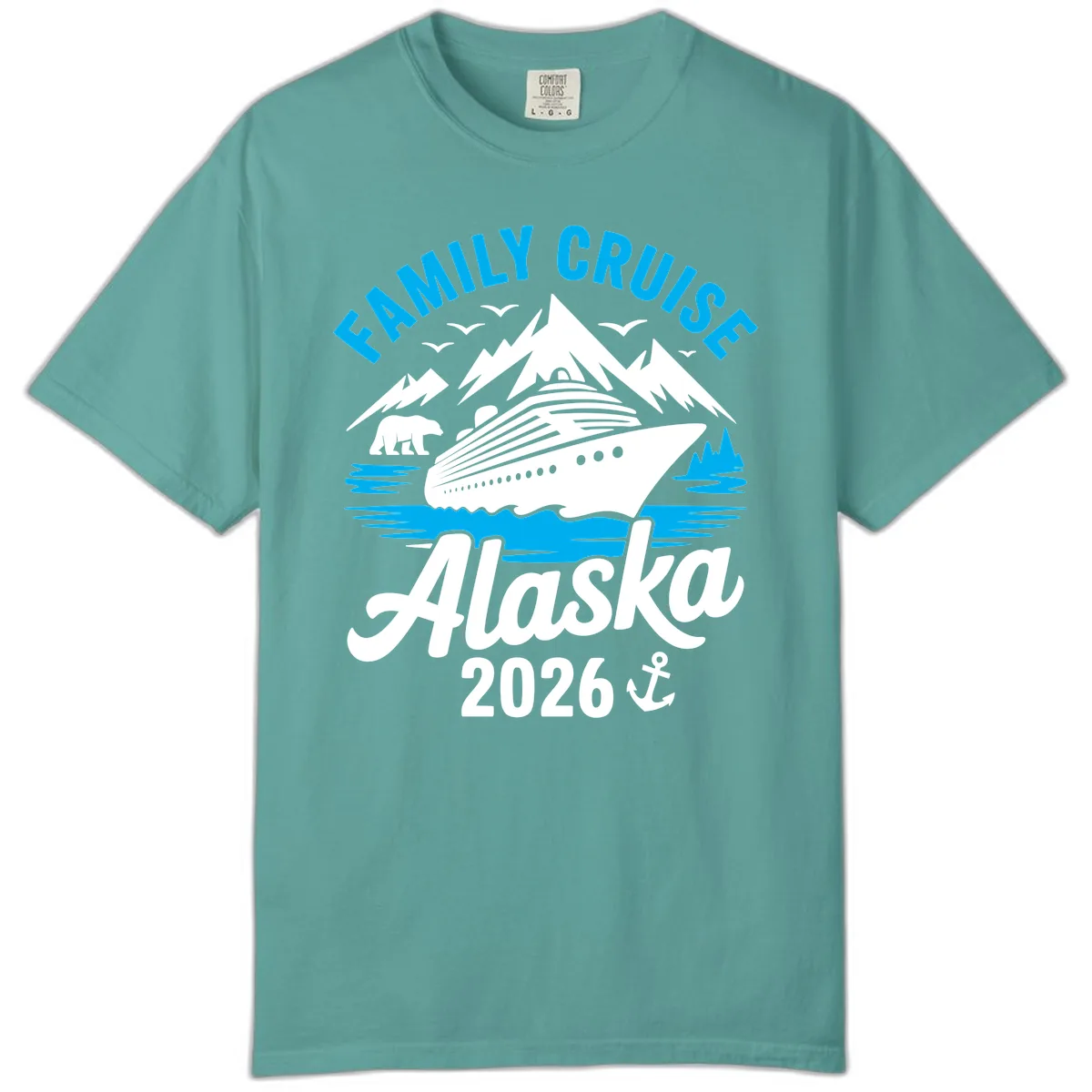 Family Cruise Alaska Mountain Scenic Comfort Color in Seafoam