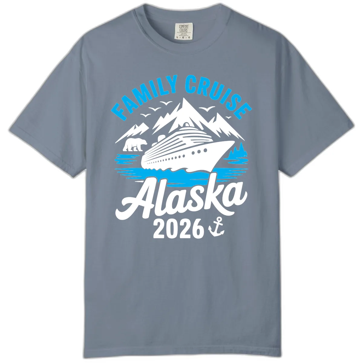 Family Cruise Alaska Mountain Scenic Comfort Color in Blue Jean