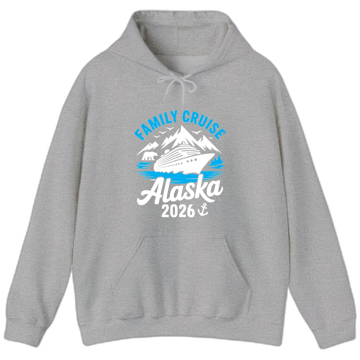 Family Cruise Alaska Mountain Scenic Hoodie in Sport Grey