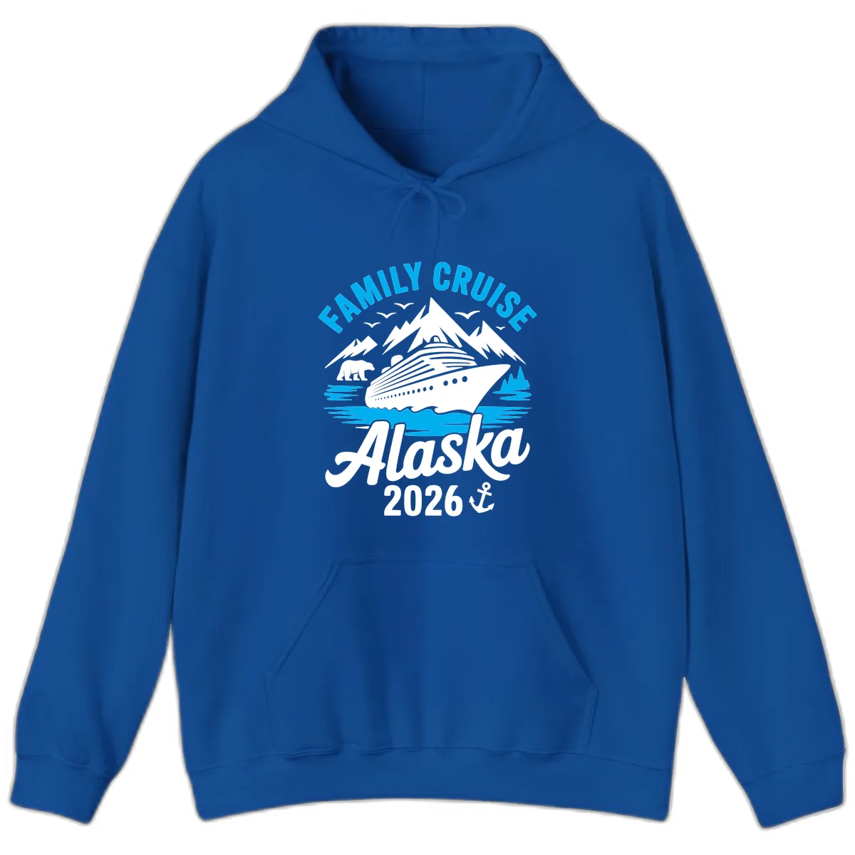 Family Cruise Alaska Mountain Scenic Hoodie in Royal