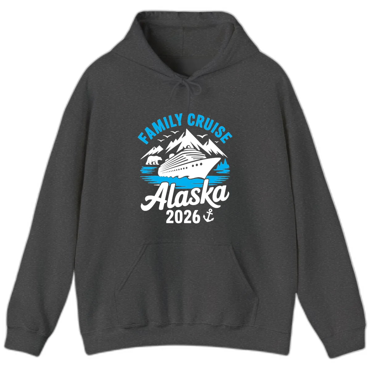 Family Cruise Alaska Mountain Scenic Hoodie in Dark Heather
