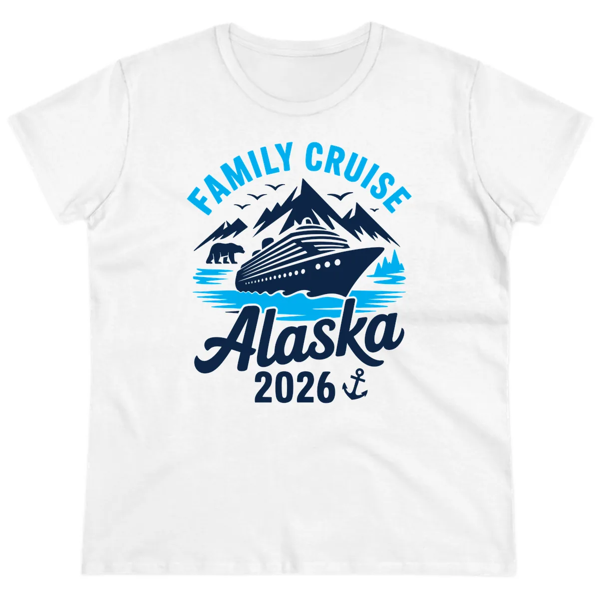 Family Cruise Alaska Mountain Scenic Ladies Tee in White
