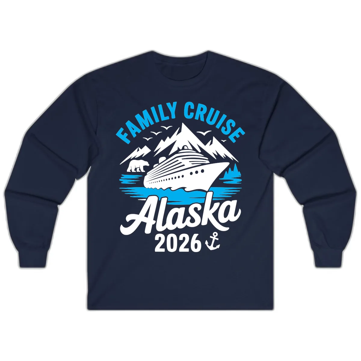 Family Cruise Alaska Mountain Scenic Long Sleeve in Navy