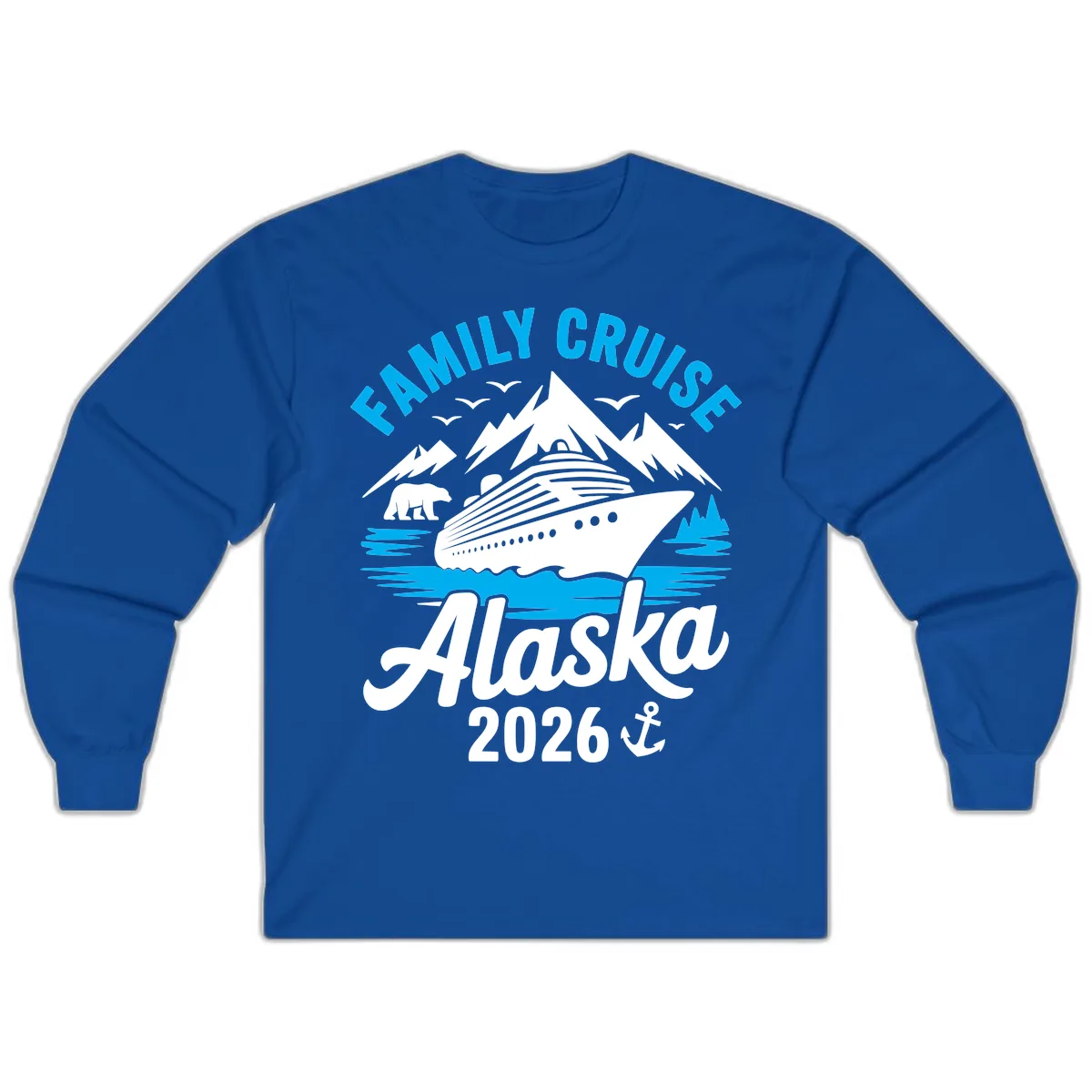 Family Cruise Alaska Mountain Scenic Long Sleeve in Royal