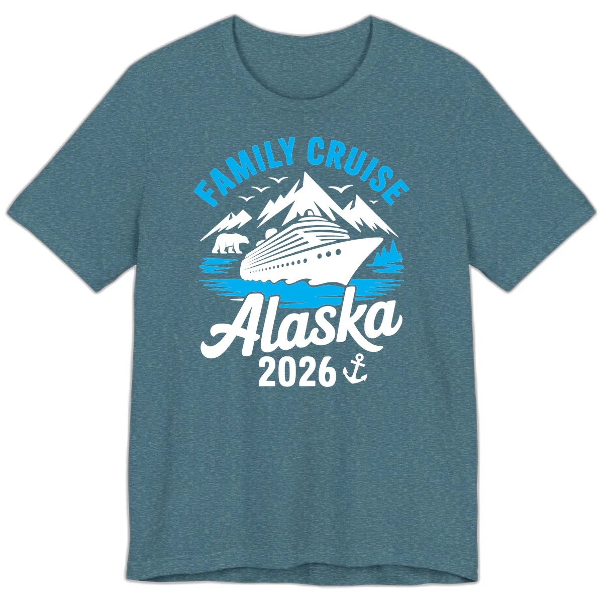Family Cruise Alaska Mountain Scenic Premium T-Shirt in Heather Deep Teal