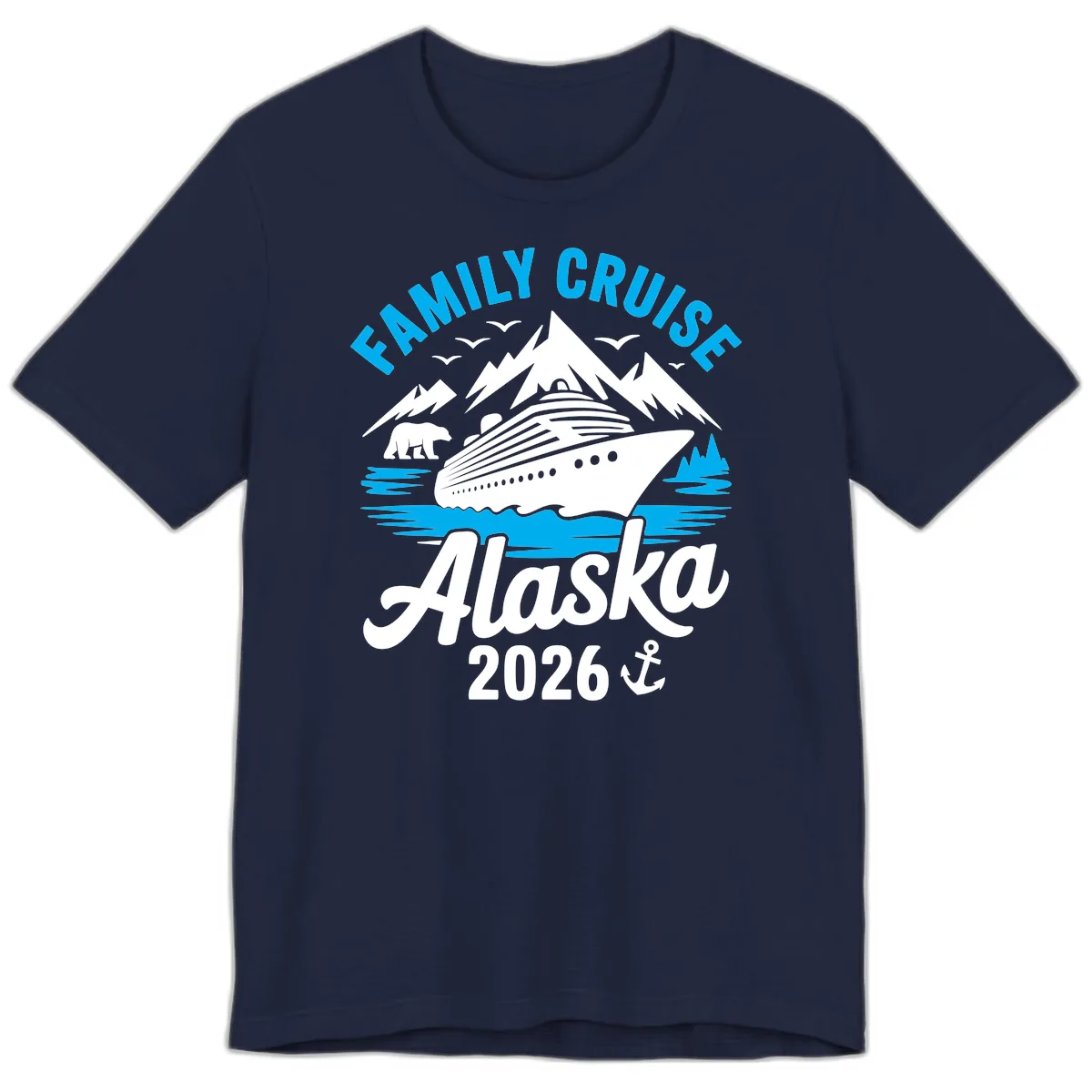 Family Cruise Alaska Mountain Scenic Premium T-Shirt in Navy
