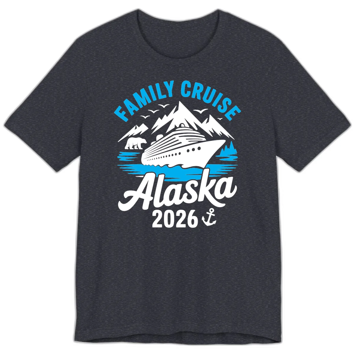 Family Cruise Alaska Mountain Scenic Premium T-Shirt in Heather Navy