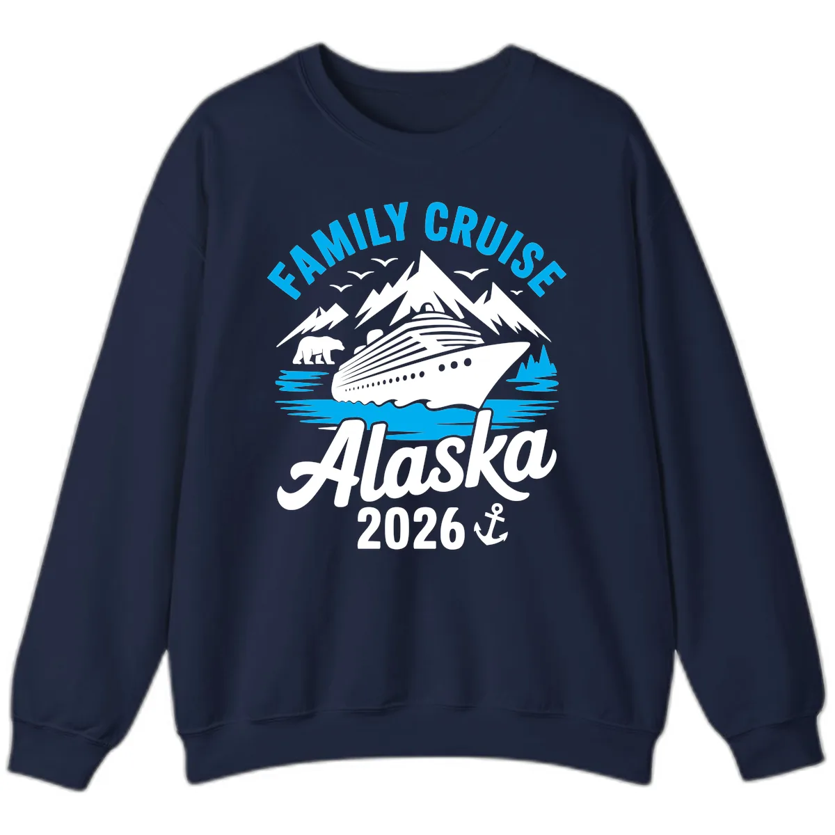 Family Cruise Alaska Mountain Scenic Sweatshirt in Navy