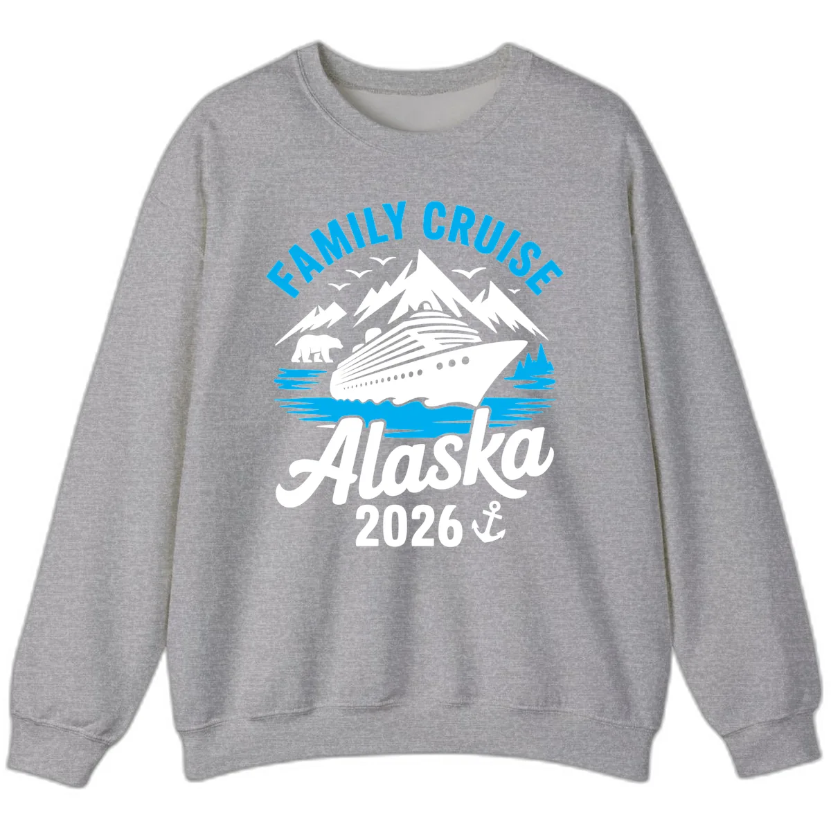 Family Cruise Alaska Mountain Scenic Sweatshirt in Sport Grey